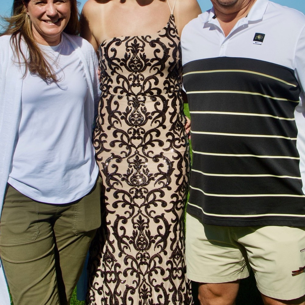 Nude prom dress with black detailing - Picture 2 of 4